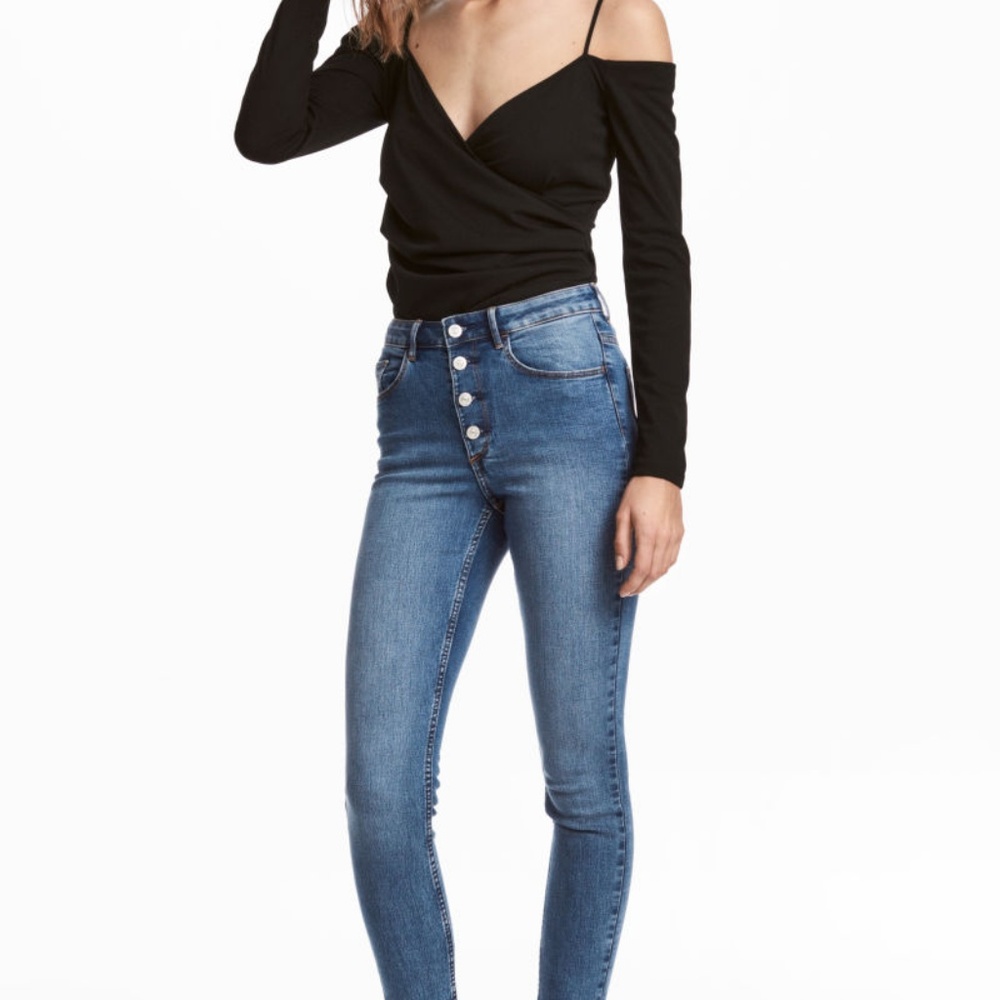 High Waisted Button Up Skinny Jeans